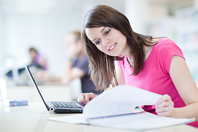 student working on computer