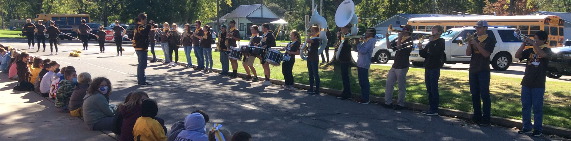 Band playing outside for students